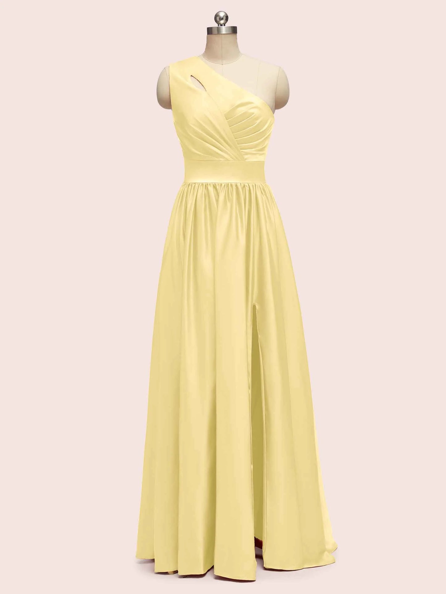 Elegant One Shoulder A-Line Long Soft Satin Bridesmaid Dresses Online