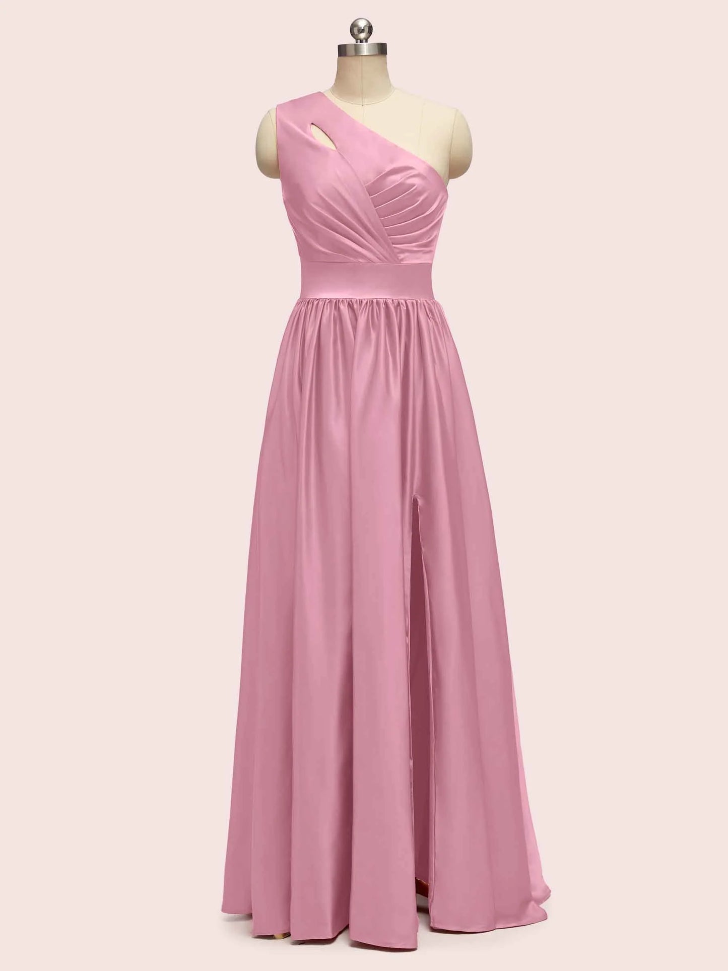 Elegant One Shoulder A-Line Long Soft Satin Bridesmaid Dresses Online