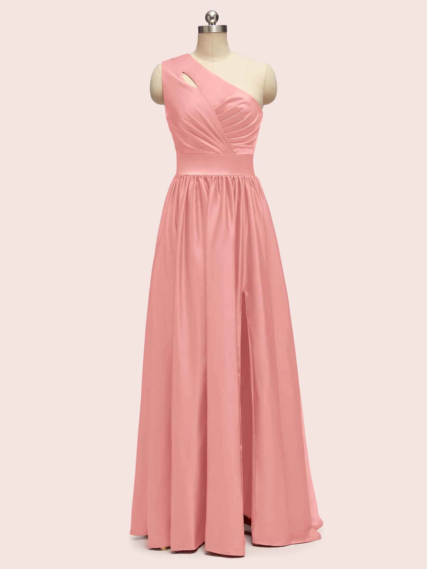 Elegant One Shoulder A-Line Long Soft Satin Bridesmaid Dresses Online