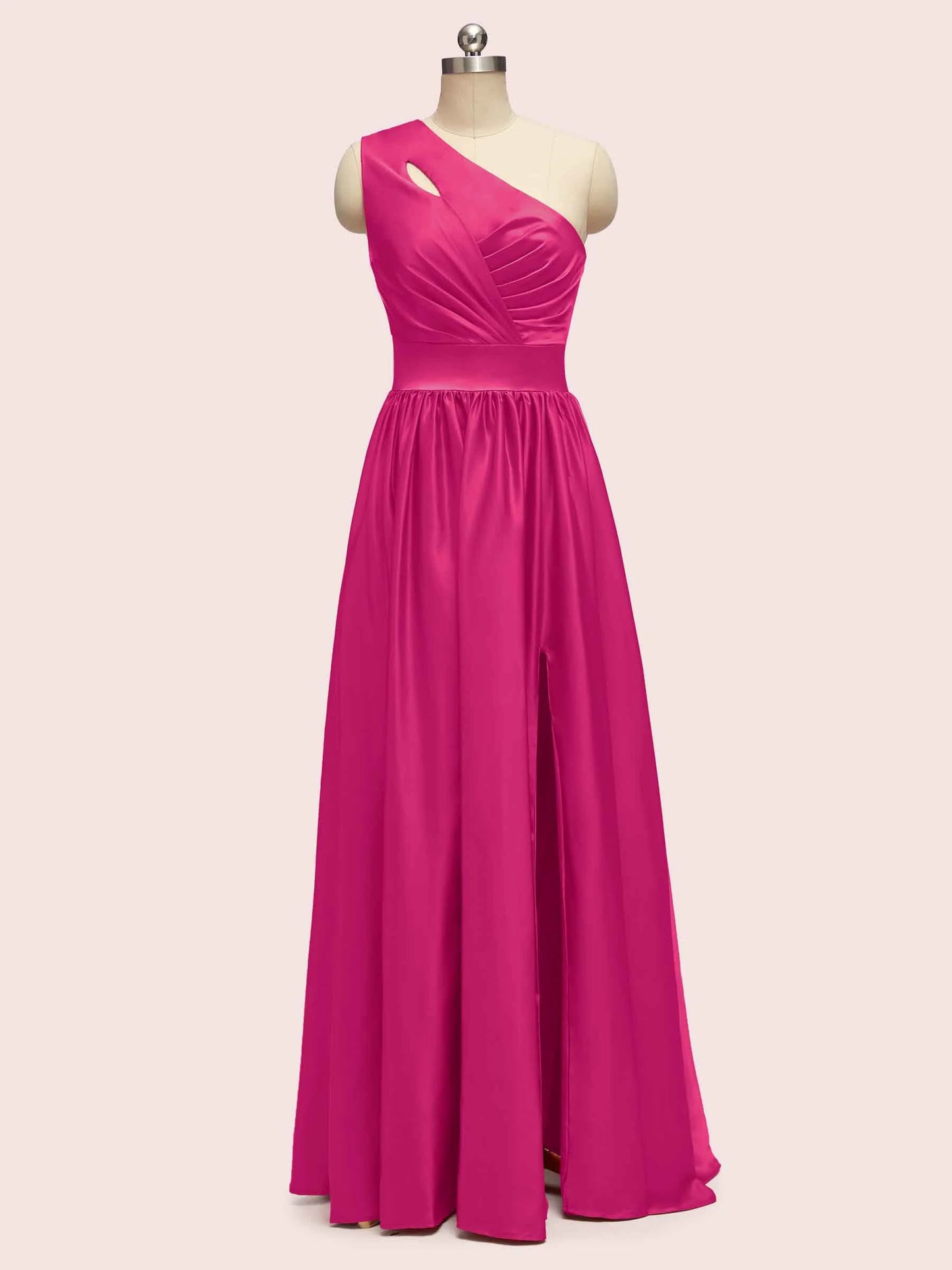 Elegant One Shoulder A-Line Long Soft Satin Bridesmaid Dresses Online