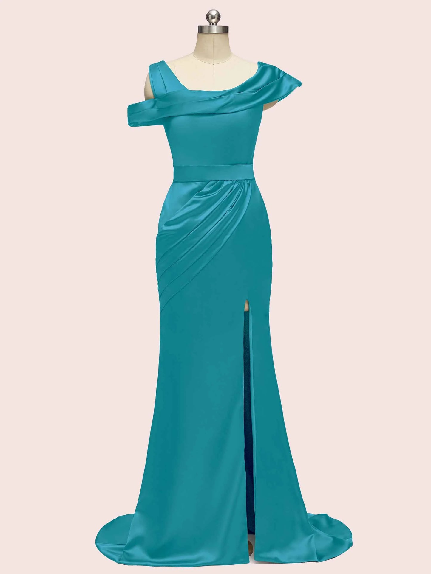 Sexy Side Slit Mermaid Long Soft Satin Bridesmaid Dresses Online