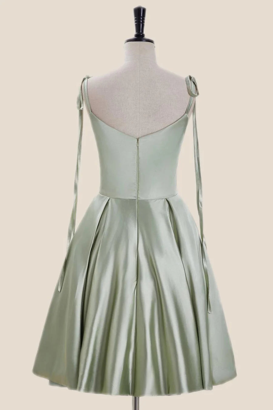 Sage Green Satin A-line Short Party Dress Homecoming Dress