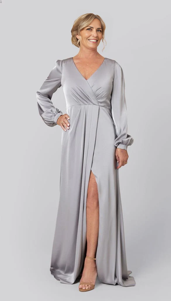 Long Sleeves V-Neck Mother of the Bride Dresse