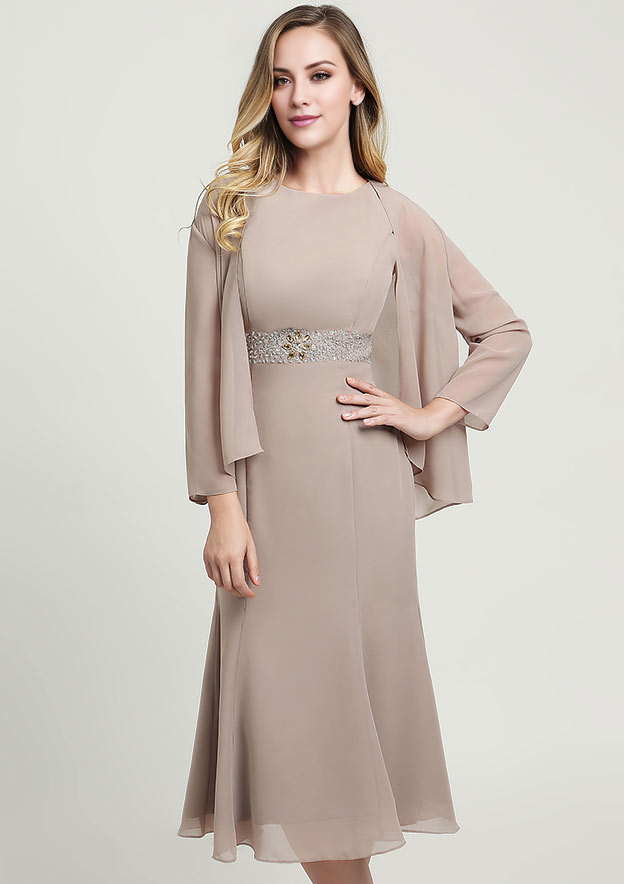 Chiffon Mother of the Bride Dress With Beading Jacket