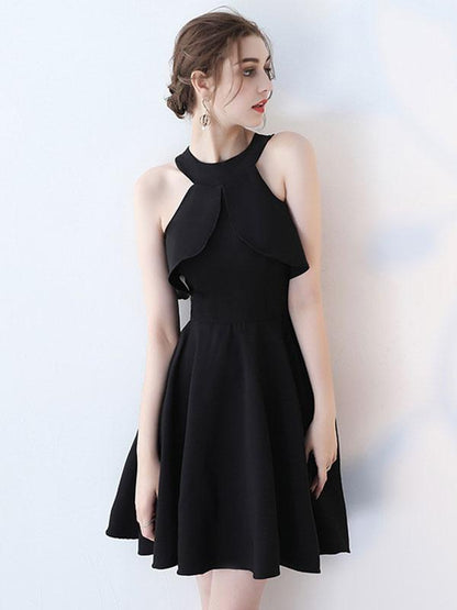 Little Black Dress Cold Shoulder Cut Out Homecoming Dresses A Line Cross Back Cocktail Dresses