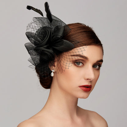 Elegant Net Mesh Tulle Fascinator Hats Headpiece Clip Headband with Bow(s) Feather Flower Floral 1PC Kentucky Derby Wedding Tea Party Horse Race Cocktail Vintage