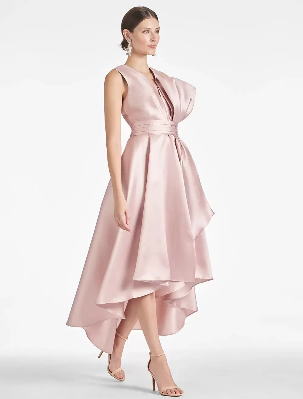 Cocktail Dress A-Line Sleeveless Tea-Length V-Neck Bows Satin Fabric Party Dresses