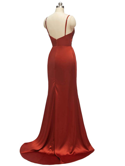 Elegant Spaghetti Straps Mermaid Long Soft Satin Bridesmaid Dresses Online