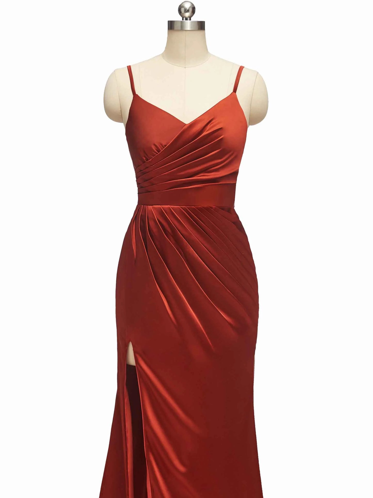 Elegant Spaghetti Straps Mermaid Long Soft Satin Bridesmaid Dresses Online