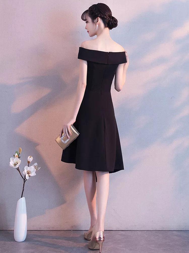 Asymmetrical Off The Shoulder Cocktail Party Dress Wedding Guest Dress