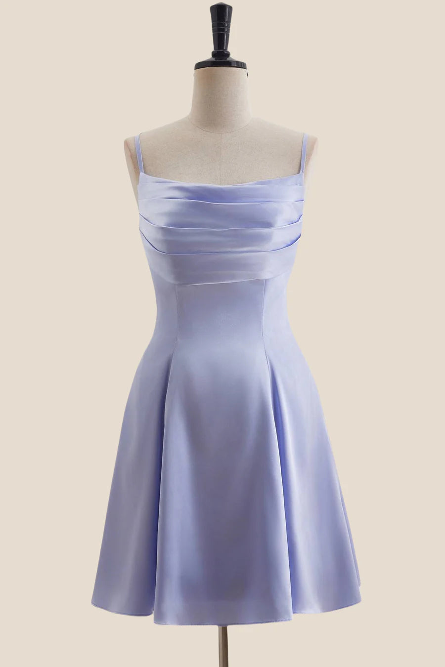 Lavender Cowl Neck Short Dress with Back Bow Homecoming Dress Party Dresses