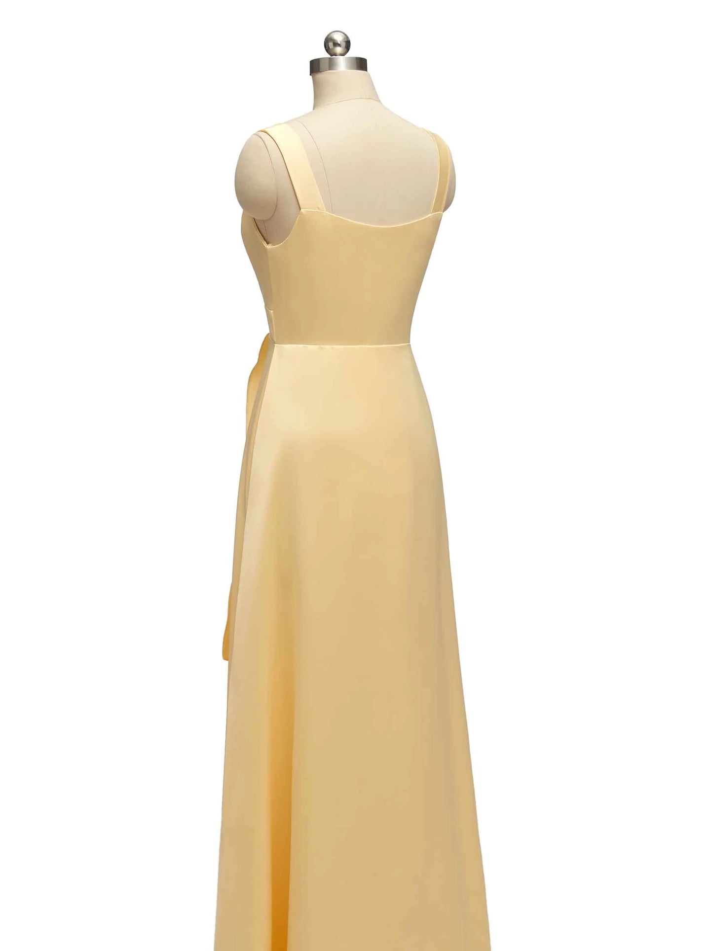 High Low Sleeveless V-Neck A-Line Unique Soft Satin Bridesmaid Dresses Online