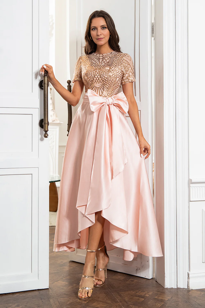 Blush Bows Mother of the Bride Dress with Sequins Cocktail Dresses