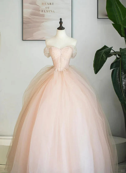 Pink Princess Dress Tulle Sweetheart Ball Gown Cute Sweet 16 Dress Pink Tulle Prom Dress