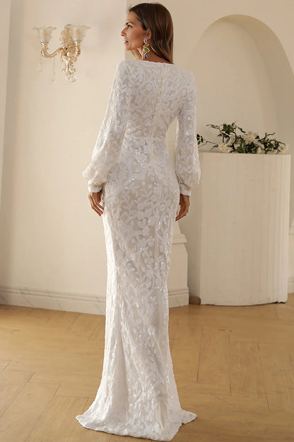 White V Neck Lace Maxi Boho Dress