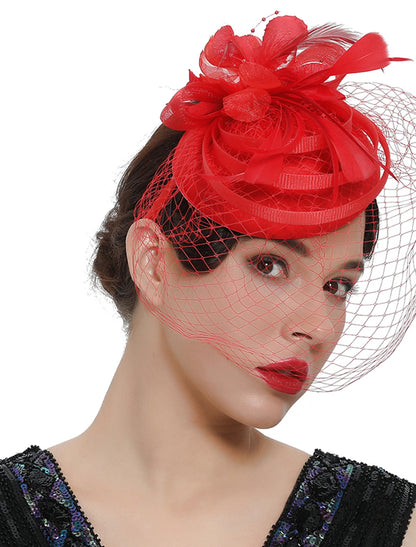 Fascinators Organza Polyester / Evening Holiday Vintage Style Elegant With Feather Appliques Headpiece Headwear