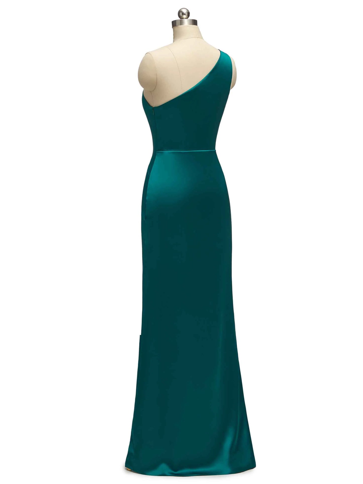 Elegant One Shoulder Long Soft Satin Mermaid Bridesmaid Dresses With Slit