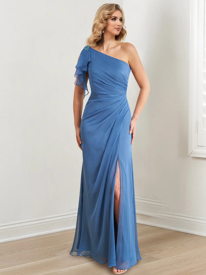 Sheath/Column One-Shoulder Chiffon Mother Of The Bride Dresses