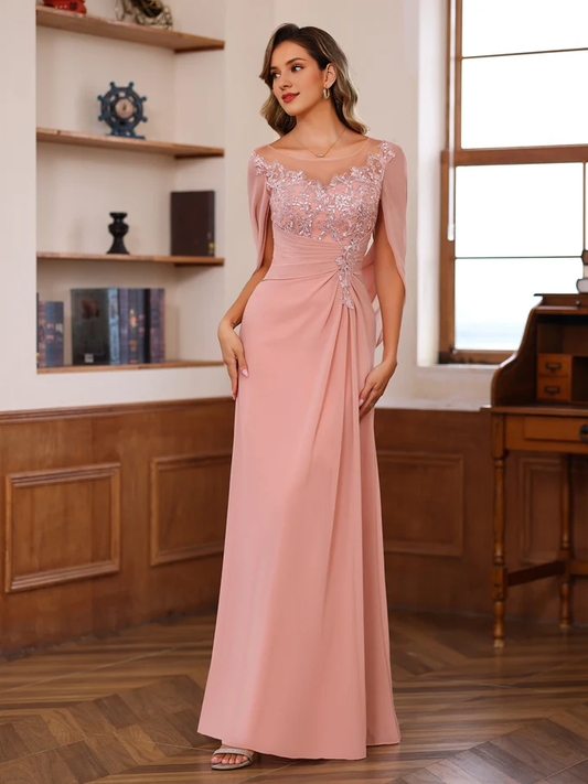 A-line princess pleated sequins and ground length mothers of the bride dresses