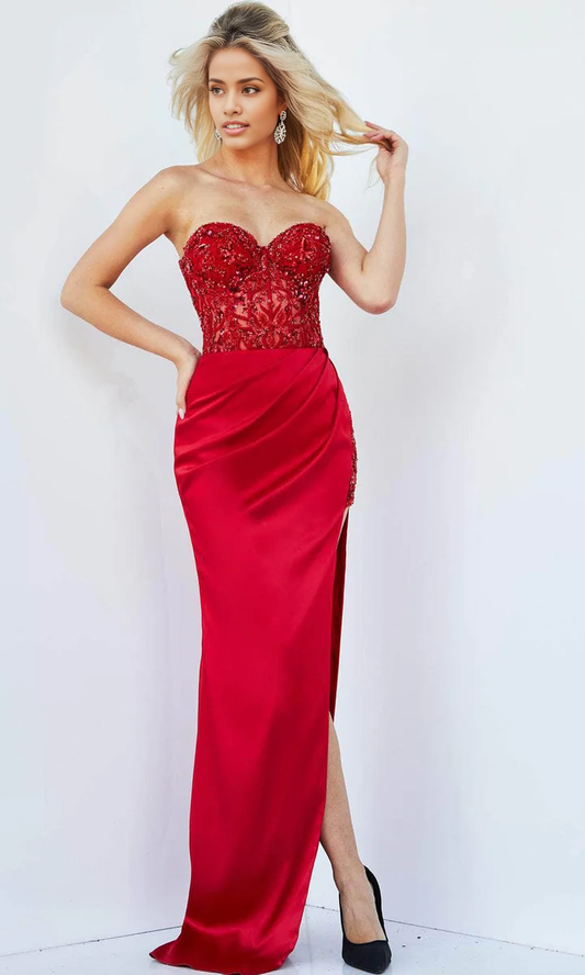 Sequins/Sparkling Beaded Sweetheart Long Prom Dress With Slit