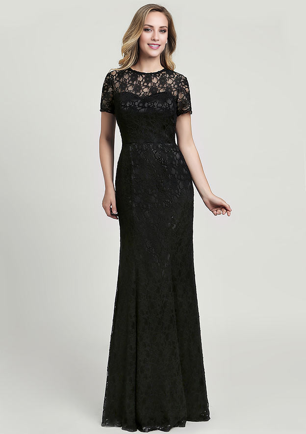 Sheath/Column Scoop Neck Lace Mother of the Bride Dresses