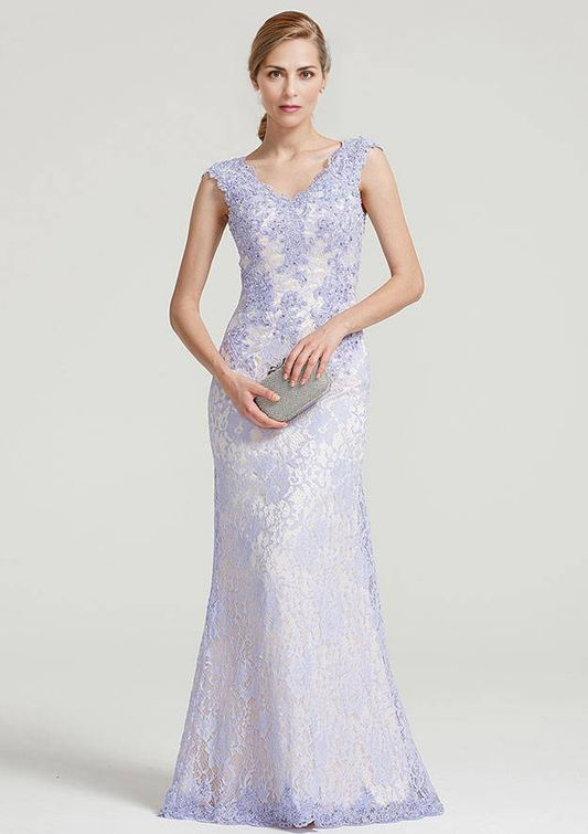 Sheath/Column V Neck Sleeveless Lace Mother of the Bride Dresses With Sequins Appliqued