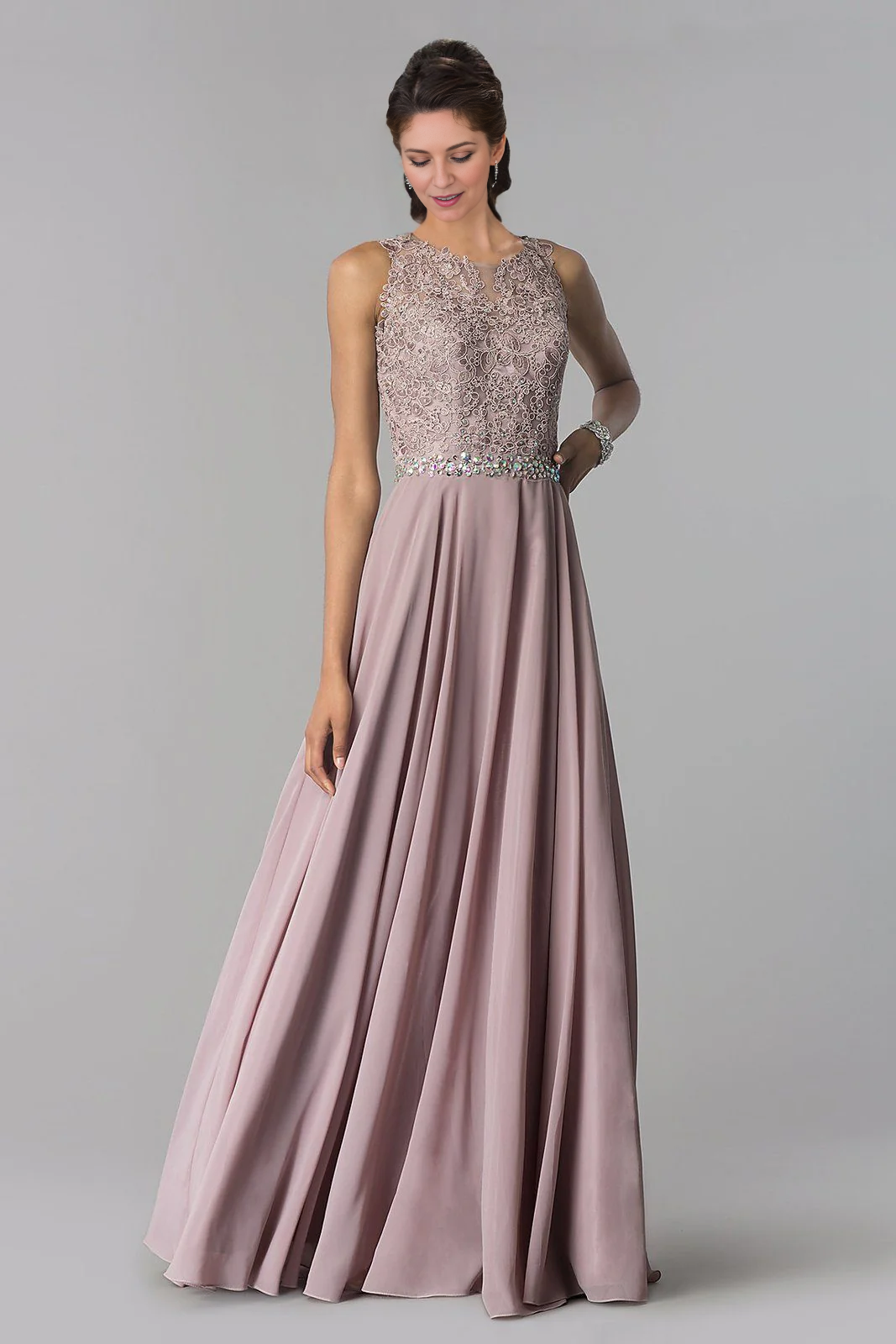 Lace Applique Floor-length Chiffon Mother of the Bride Dresse