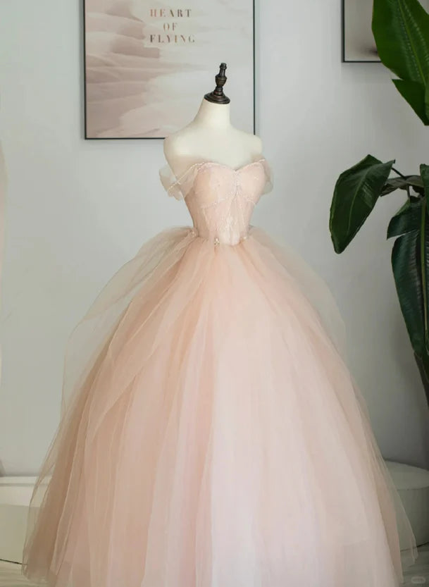 Pink Princess Dress Tulle Sweetheart Ball Gown Cute Sweet 16 Dress Pink Tulle Prom Dress