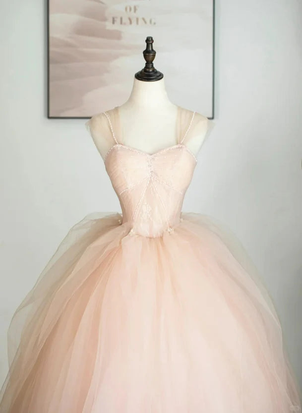 Pink Princess Dress Tulle Sweetheart Ball Gown Cute Sweet 16 Dress Pink Tulle Prom Dress