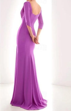 Mermaid / Trumpet Evening Gown Formal Fall Floor Length 3/4 Length Sleeve Chiffon with Ruched Ruffles