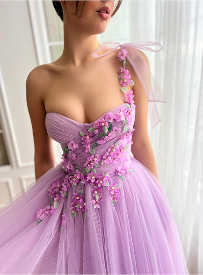 Purple Cute A-Line Princess Tulle Homecoming Dress Prom Dress