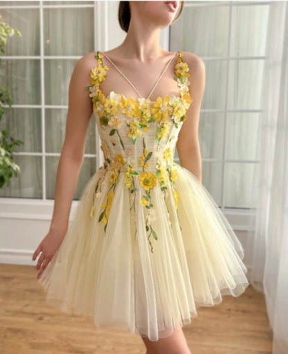 Cute A-Line Tulle Daisy Sunshine Mini Dress Mini Dress Homecoming Dress