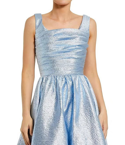 Glitter Square Neckline Sleeveless A-Line Cocktail Dresses Wedding Guest Party Dresses