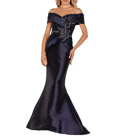 Elegant Beaded Off-the-Shoulder Mermaid Gown Mother of the Bride Dresse