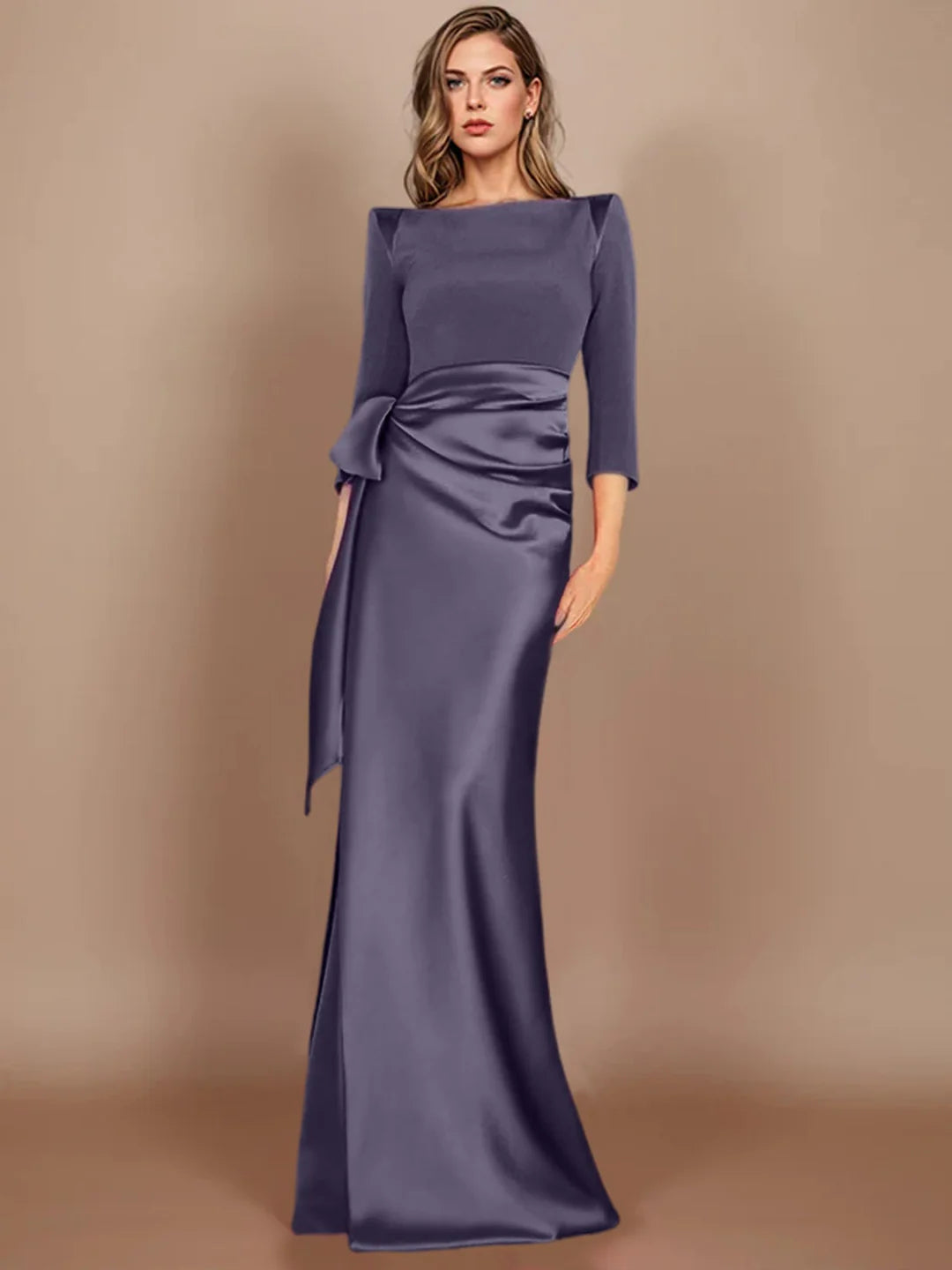 Sheath/Column Scoop Floor-Length Mother Of The Bride Dresses Formal Wedding Guest Party Dress