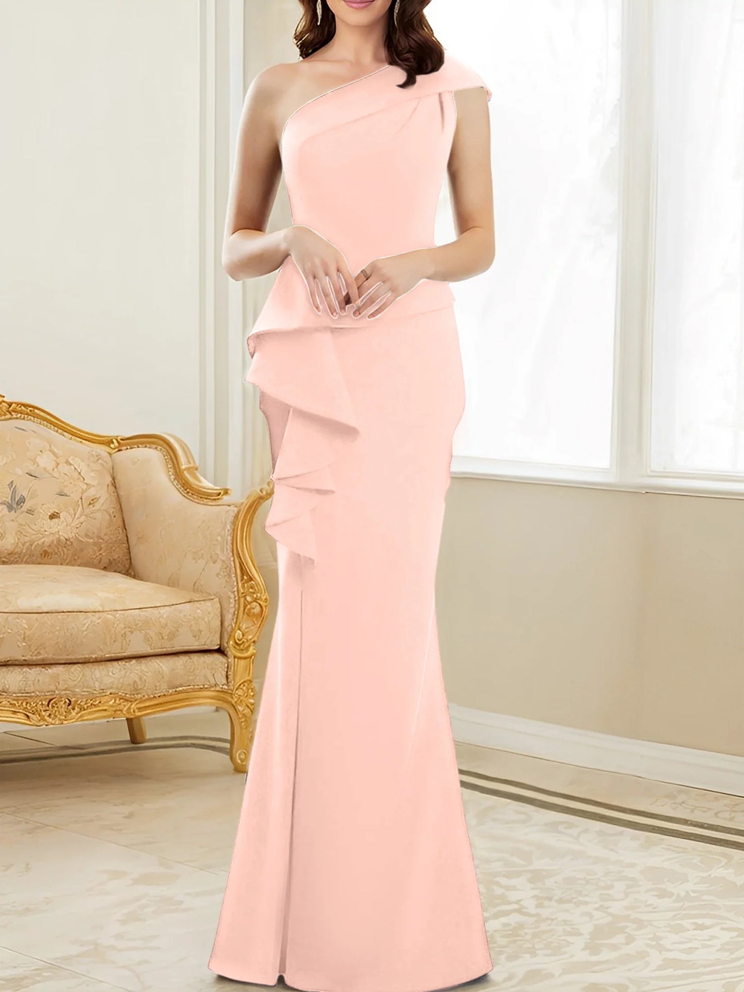 Mermaid One-Shoulder Floor-Length Mother Of The Bride Dresses