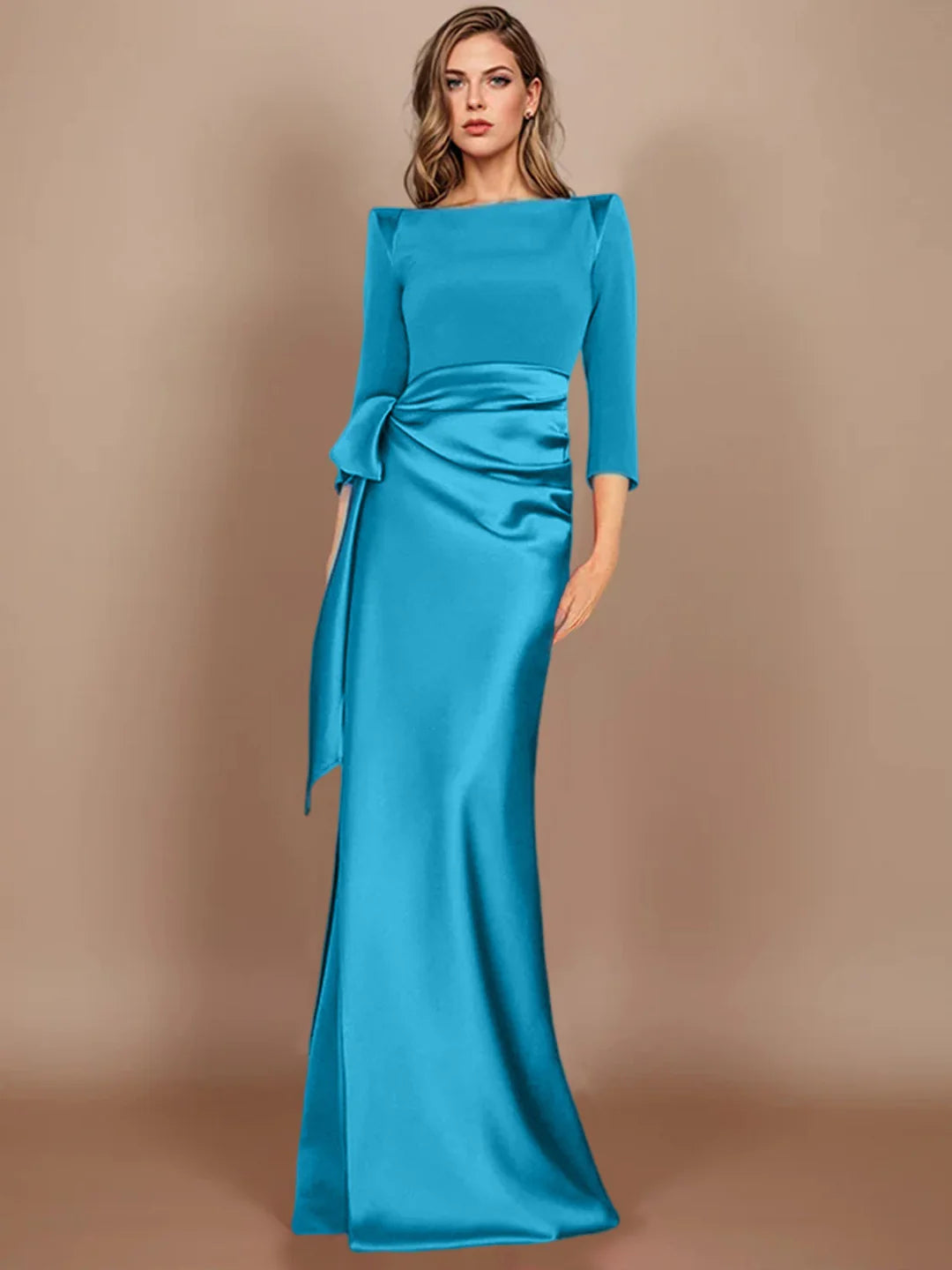 Sheath/Column Scoop Floor-Length Mother Of The Bride Dresses Formal Wedding Guest Party Dress