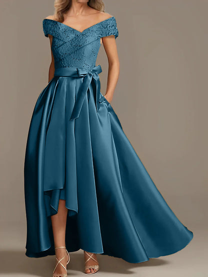 A-Line Off-The-Shoulder Asymmetrical High Low Mother Of The Bride Dresses With Ruffles