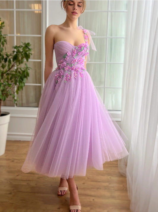 Purple Cute A-Line Princess Tulle Homecoming Dress Prom Dress