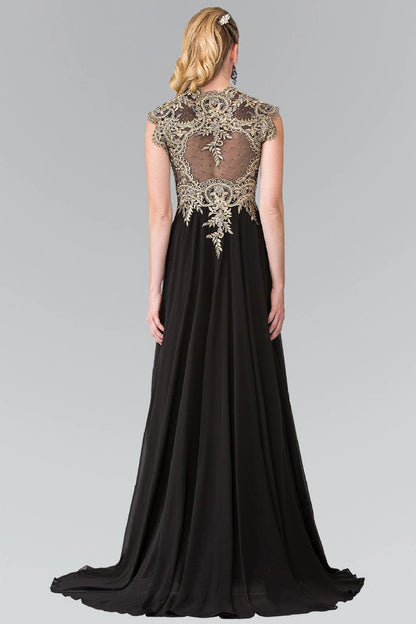 Chiffon Mother of the Bride Dresse Sleeveless With Gold Applique