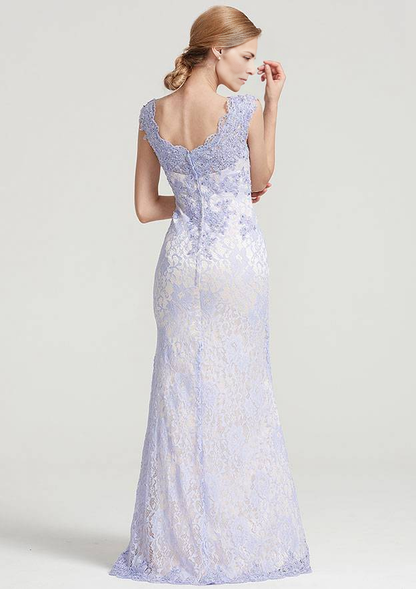 Sheath/Column V Neck Sleeveless Lace Mother of the Bride Dresses With Sequins Appliqued