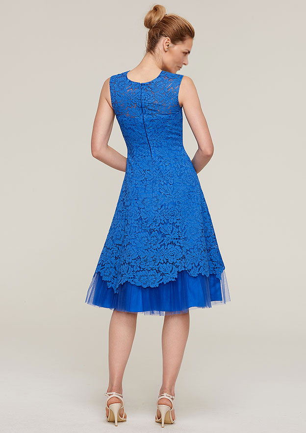 Scoop Neck Sleeveless Knee-Length Lace Mother of the Bride Dress With Jacket