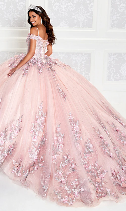 Princess Dress Quinceañera Dress with 3-D Flowers Floor Length Sleeveless Off Shoulder with Appliques