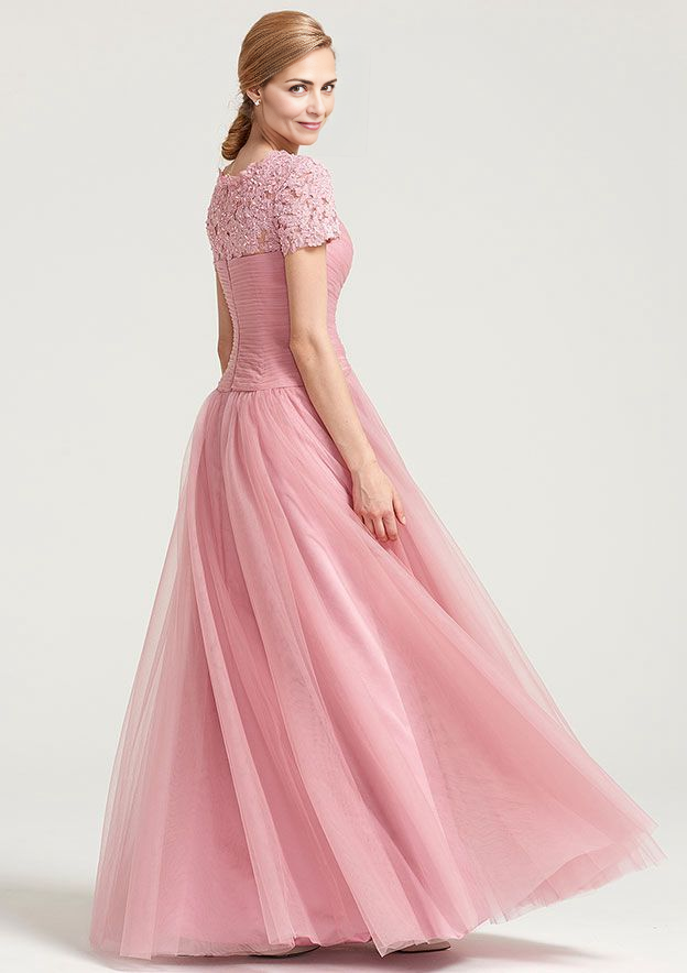 A-line/Princess Sweetheart Long Tulle Mother of the Bride Dress With Pleated Appliqued