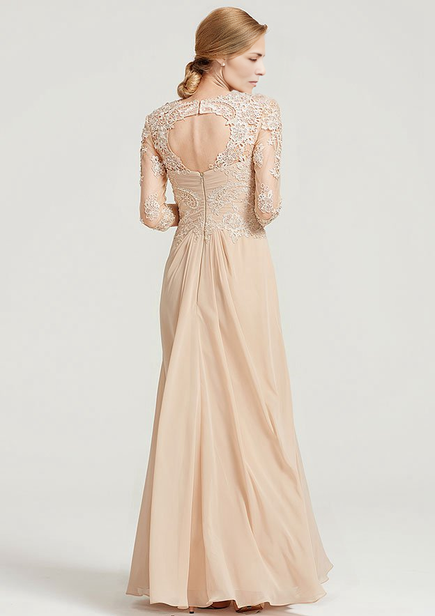 A-line/Princess Sweetheart  Long/Floor-Length Chiffon Dress With Pleated Appliqued