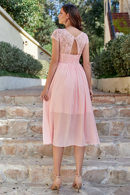 Chiffon Wedding Guest Dress with Lace Cocktail Dresses