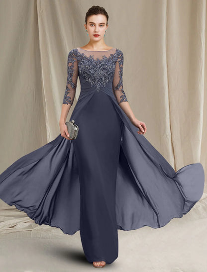 A-Line/Princess Jewel Neck Floor-Length Mother Of The Bride Dresses