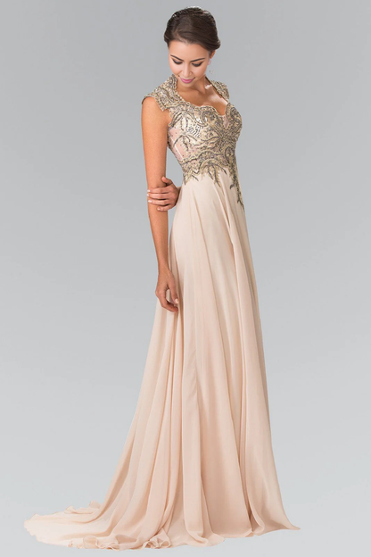 Chiffon Mother of the Bride Dresse Sleeveless With Gold Applique