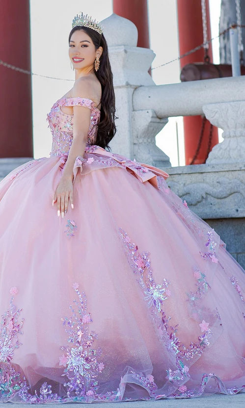 Blush Quinceanera Ball Gown Princess Dress Floor Length Sleeveless Off Shoulder with Appliques