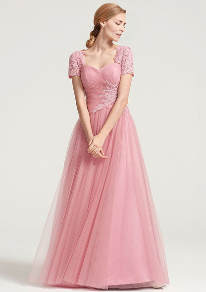 A-line/Princess Sweetheart Long Tulle Mother of the Bride Dress With Pleated Appliqued